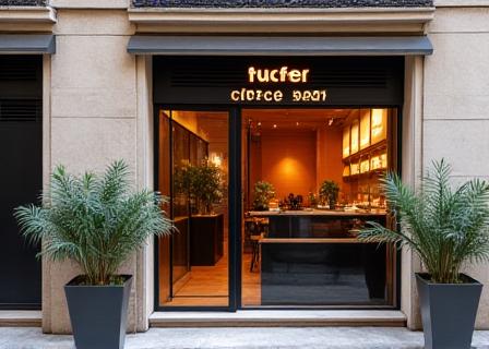 Fachada de la cafetería en Madrid